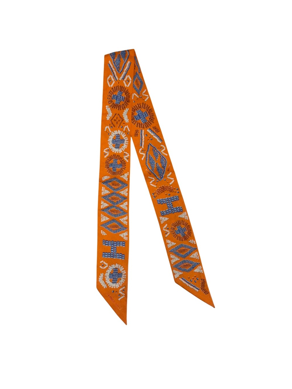 Hermes Orange and Blue Twilly Scarf